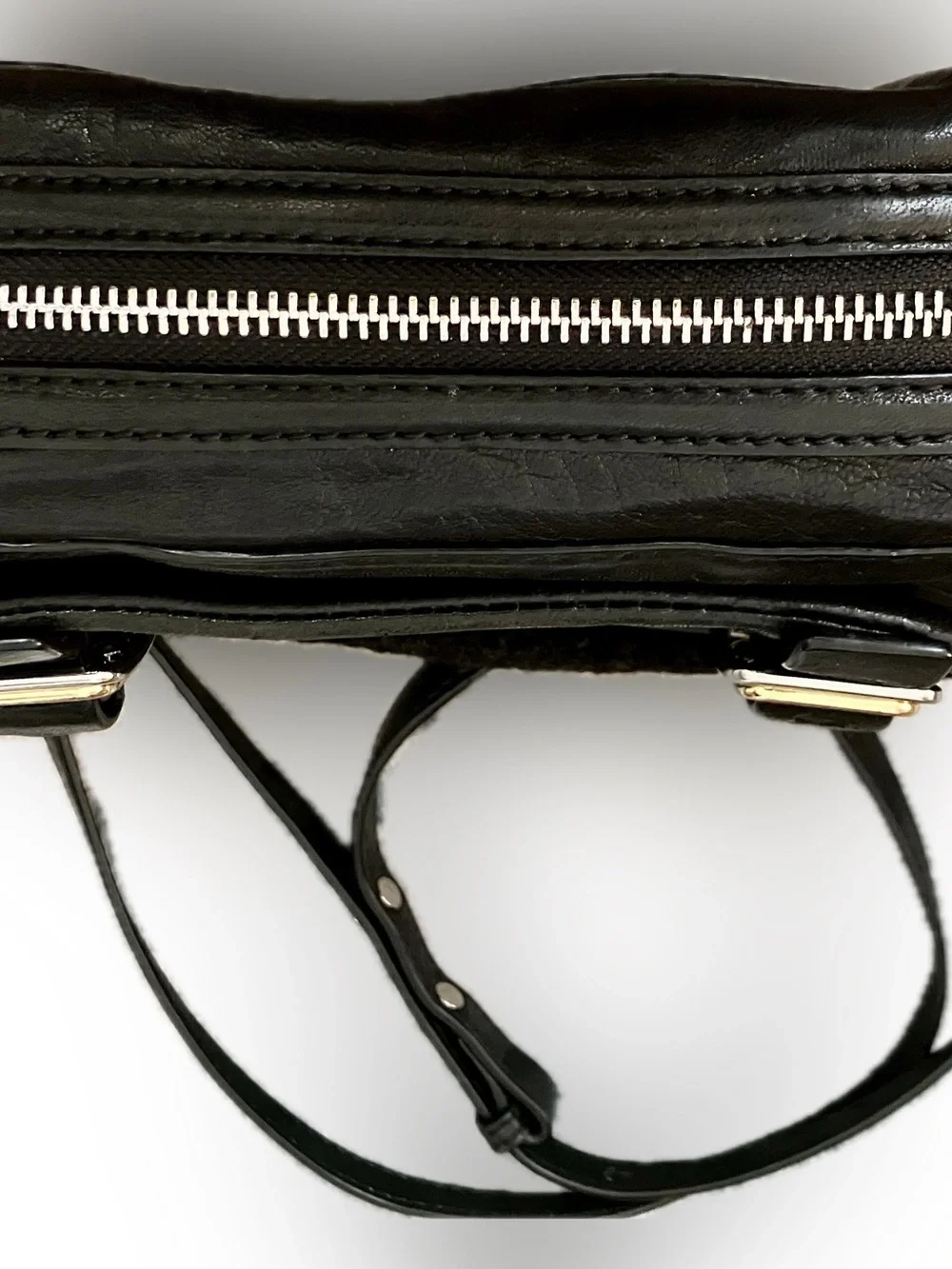 Vince Camuto Black Shearling & Leather Crossbody Bag with Silver Hardware